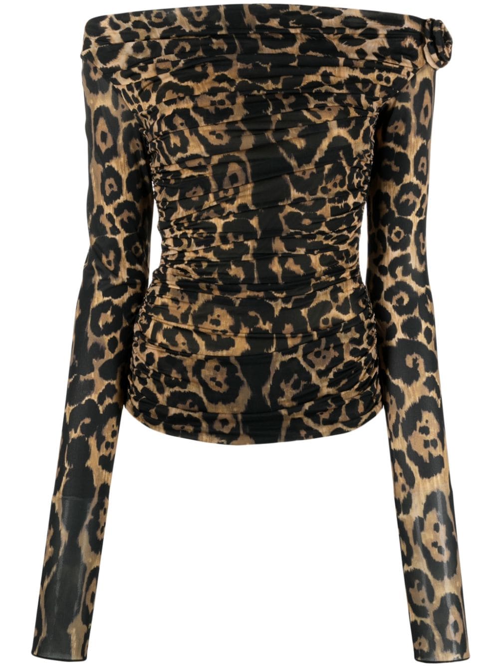 Blumarine BLUMARINE- Leopard Print Off-shoulder Top