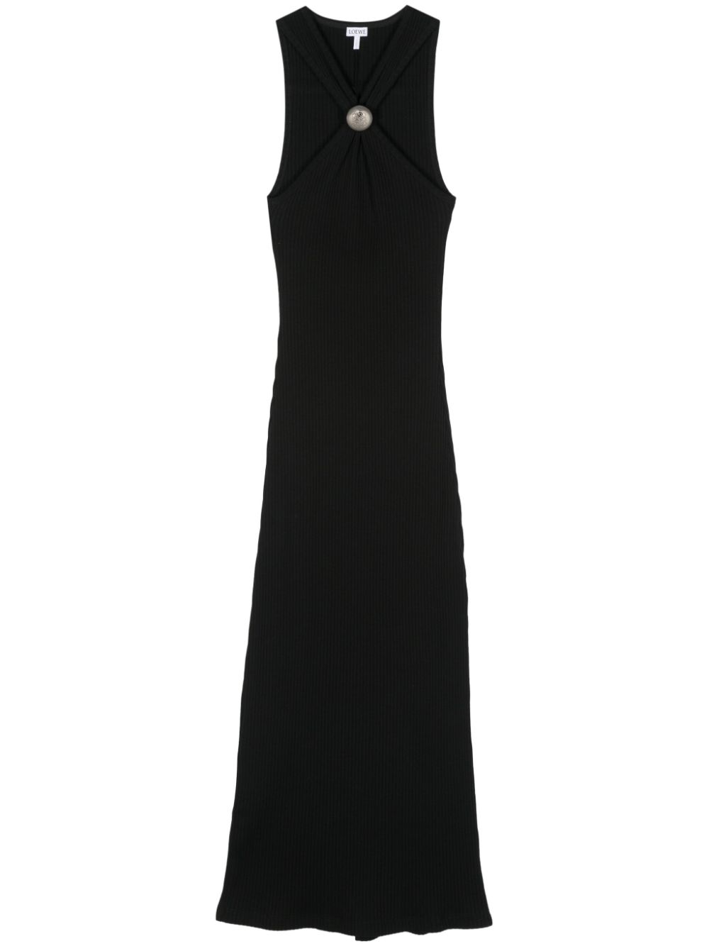 Loewe LOEWE- Anagram Ribbed Cotton Long Dress