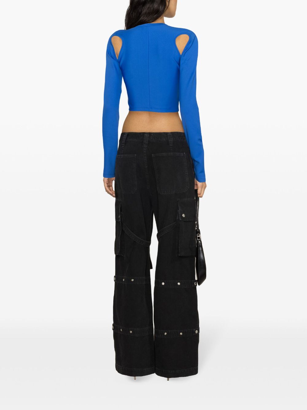 OFF-WHITE OFF-WHITE- Cut-out Long Sleeve Cropped Top