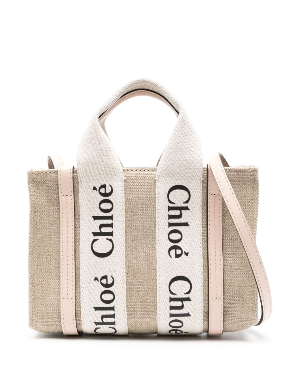 Chloé CHLOÉ- Woody Mini Canvas And Leather Tote Bag