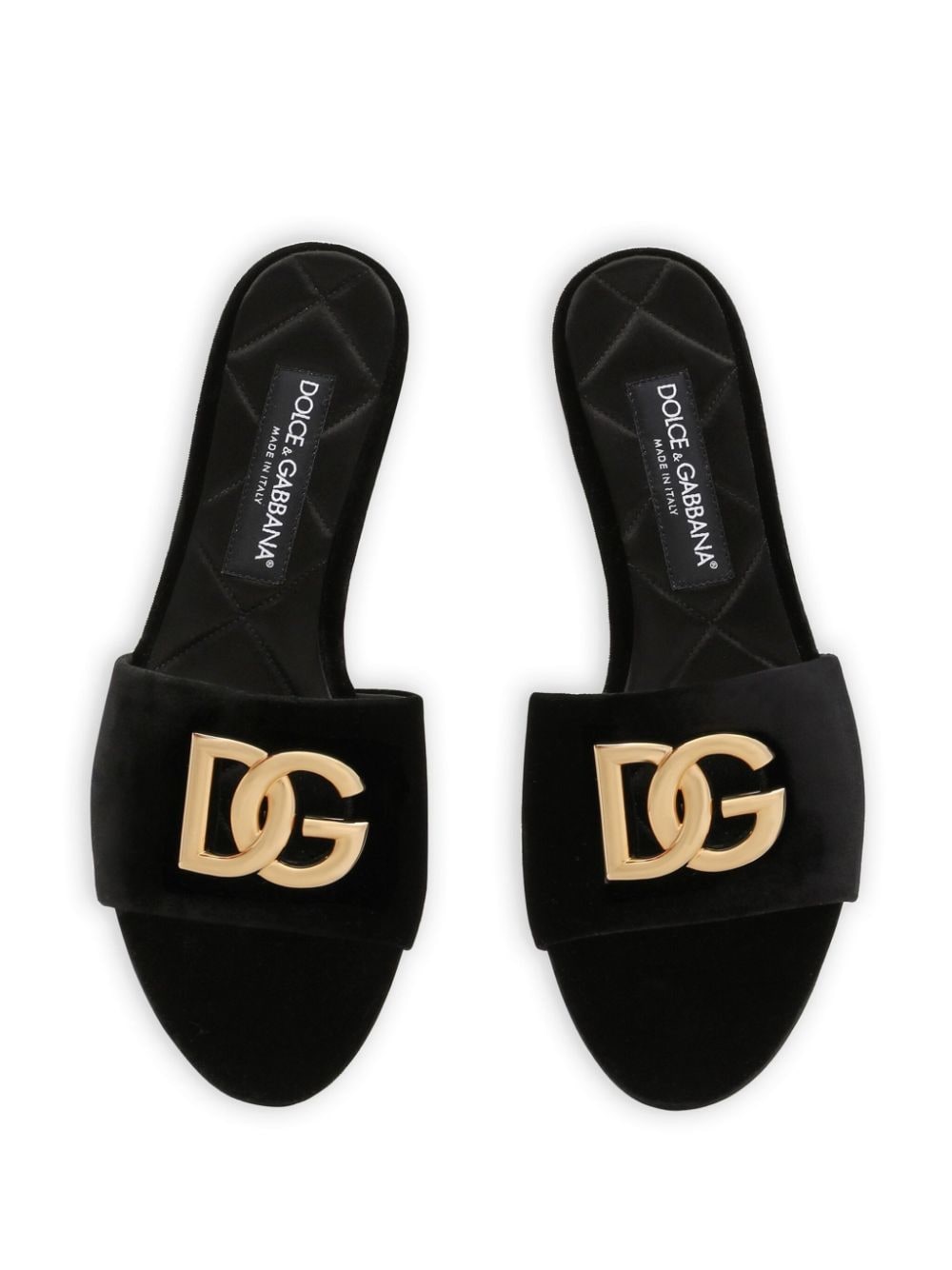 Dolce & Gabbana DOLCE & GABBANA- Logo Leather Flat Sandals