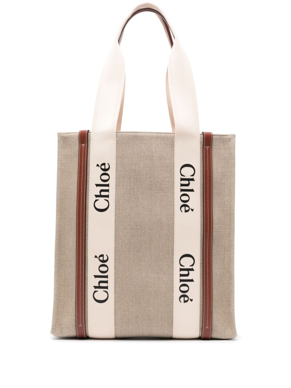 Chloé CHLOÉ- Woody Canvas And Leather Tote Bag