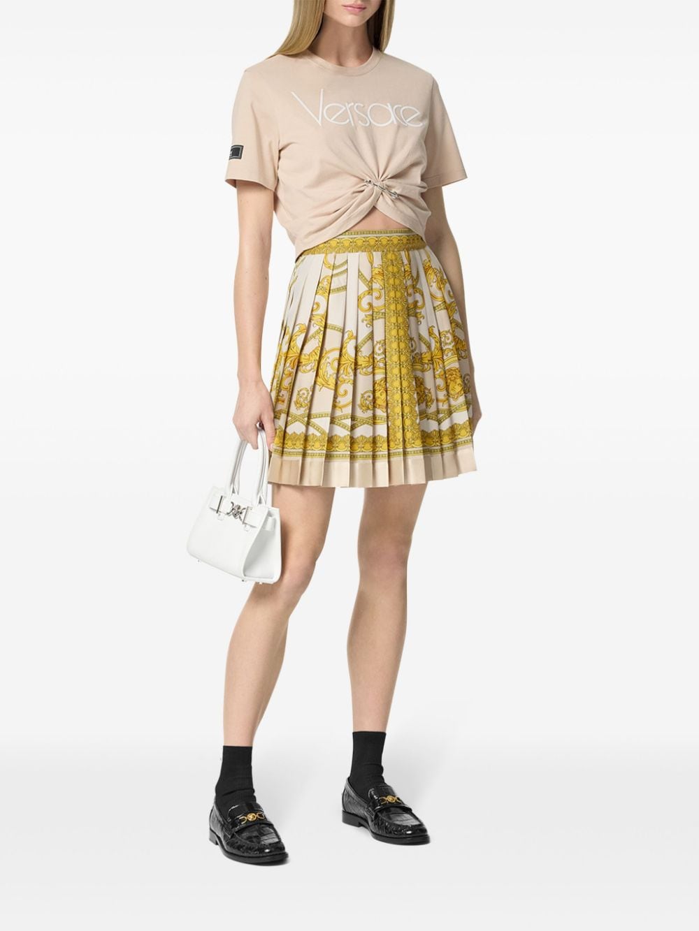 Versace VERSACE- Barocco Print Silk Pleated Mini Skirt