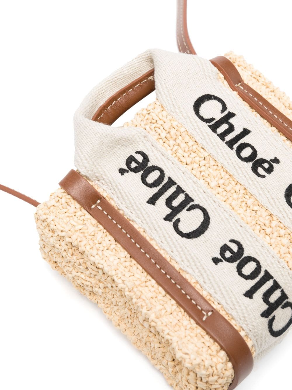 Chloé CHLOÉ- Woody Nano Linen And Leather Crossbody Bag