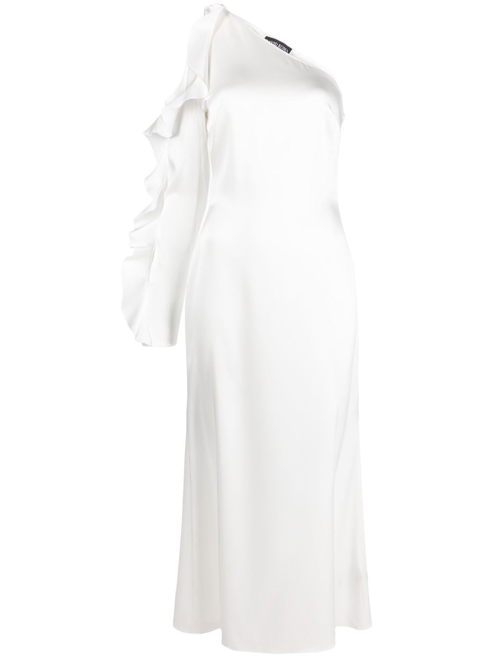 David Koma DAVID KOMA- Ruffle Detail One Shoulder Midi Dress