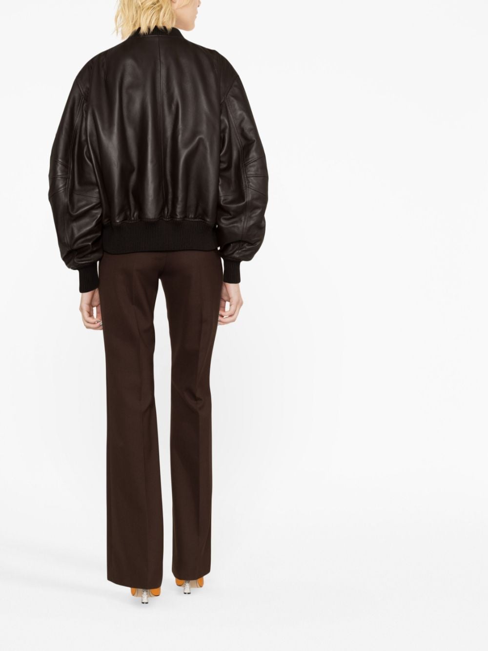 The Attico THE ATTICO- Anja Leather Bomber Jacket