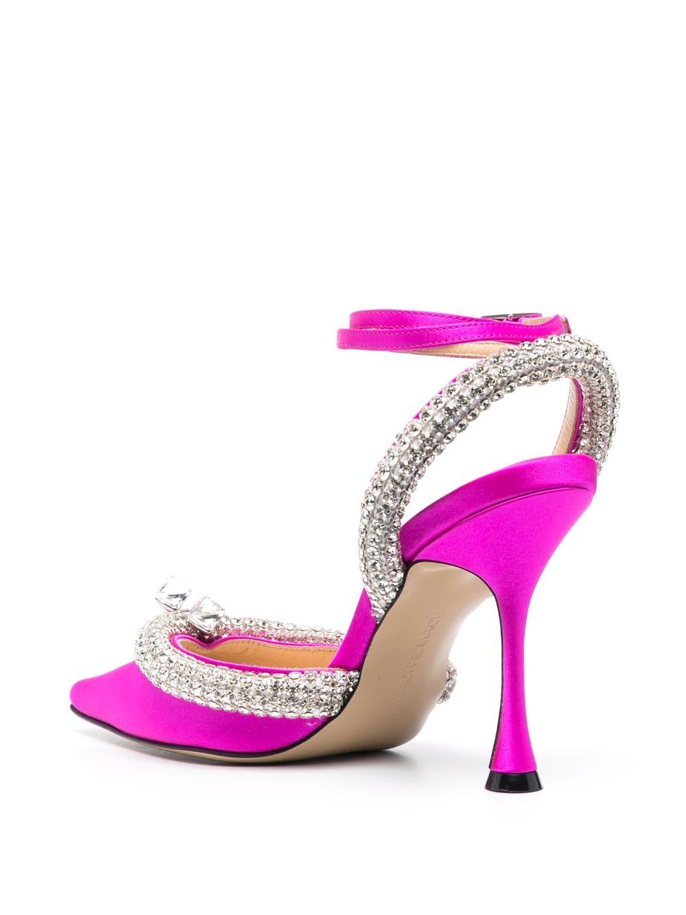 Mach & Mach MACH & MACH- Crystal-embellished Satin Slingback Pumps