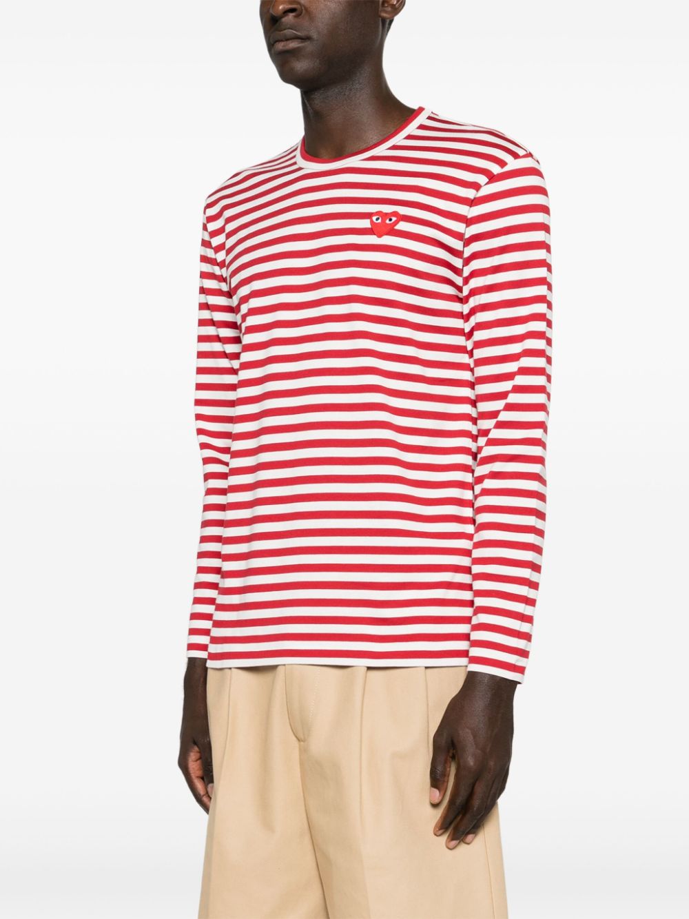 Comme Des Garçons Play COMME DES GARCONS PLAY- Logo Striped Cotton T-shirt