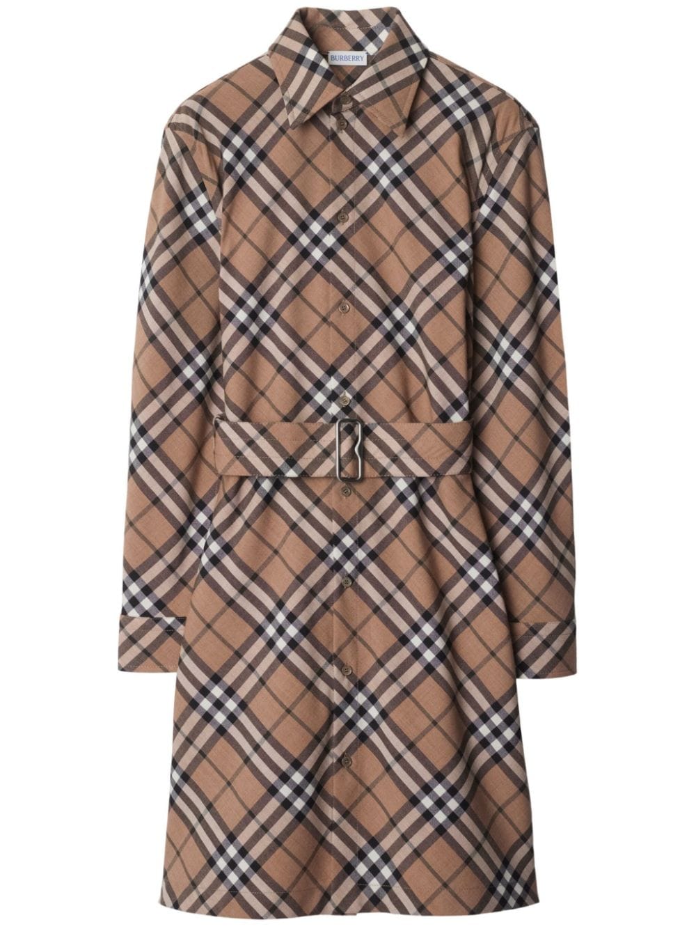 Burberry BURBERRY- Check Wool Blend Chemisier Dress