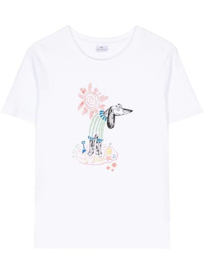 Ps Paul Smith PS PAUL SMITH- Beach Dog Print Cotton T-shirt