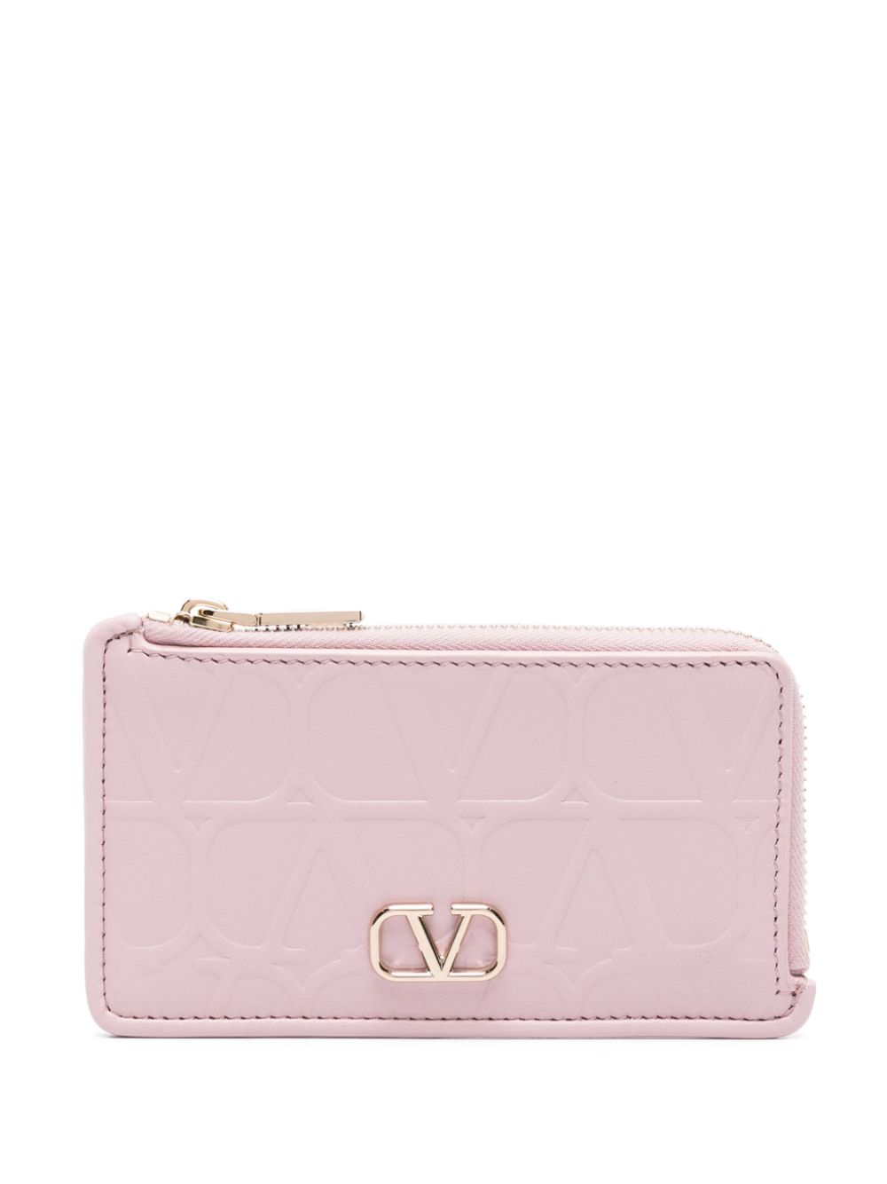 VALENTINO GARAVANI VALENTINO GARAVANI- Toile Iconographe Leather Zipped Credit Card Holder