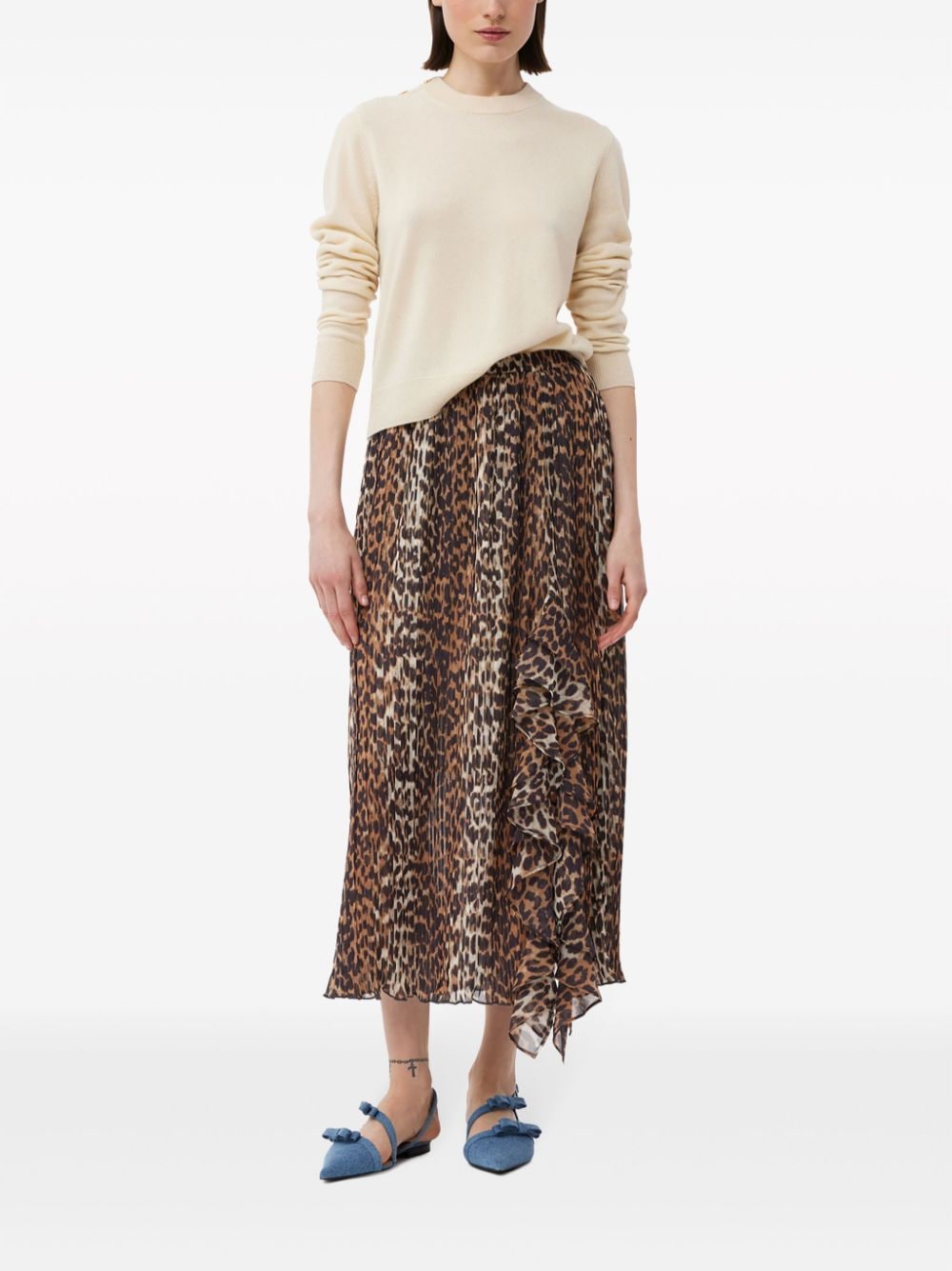 Ganni GANNI- Leopard Print Midi Skirt