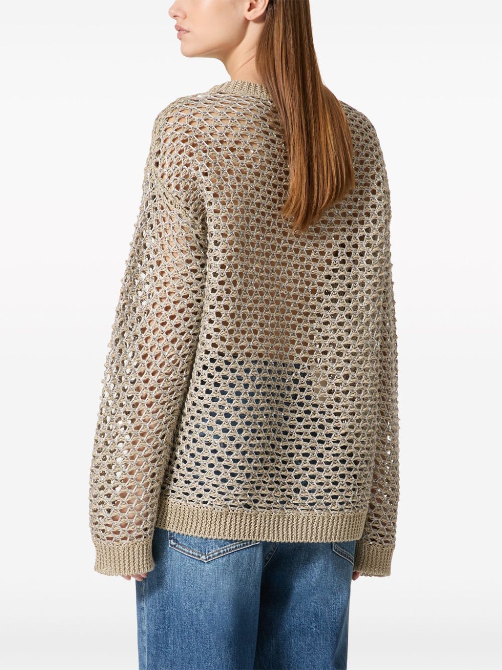 Valentino VALENTINO- Linen Open Knit Crewneck Sweater