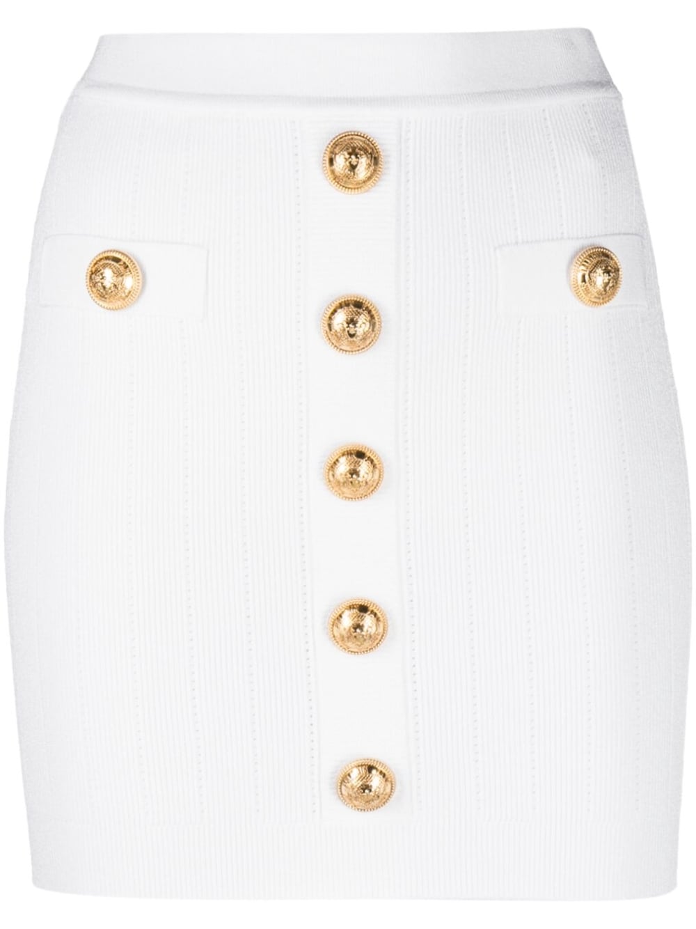 Balmain BALMAIN- Embossed-buttons Knit Mini Skirt