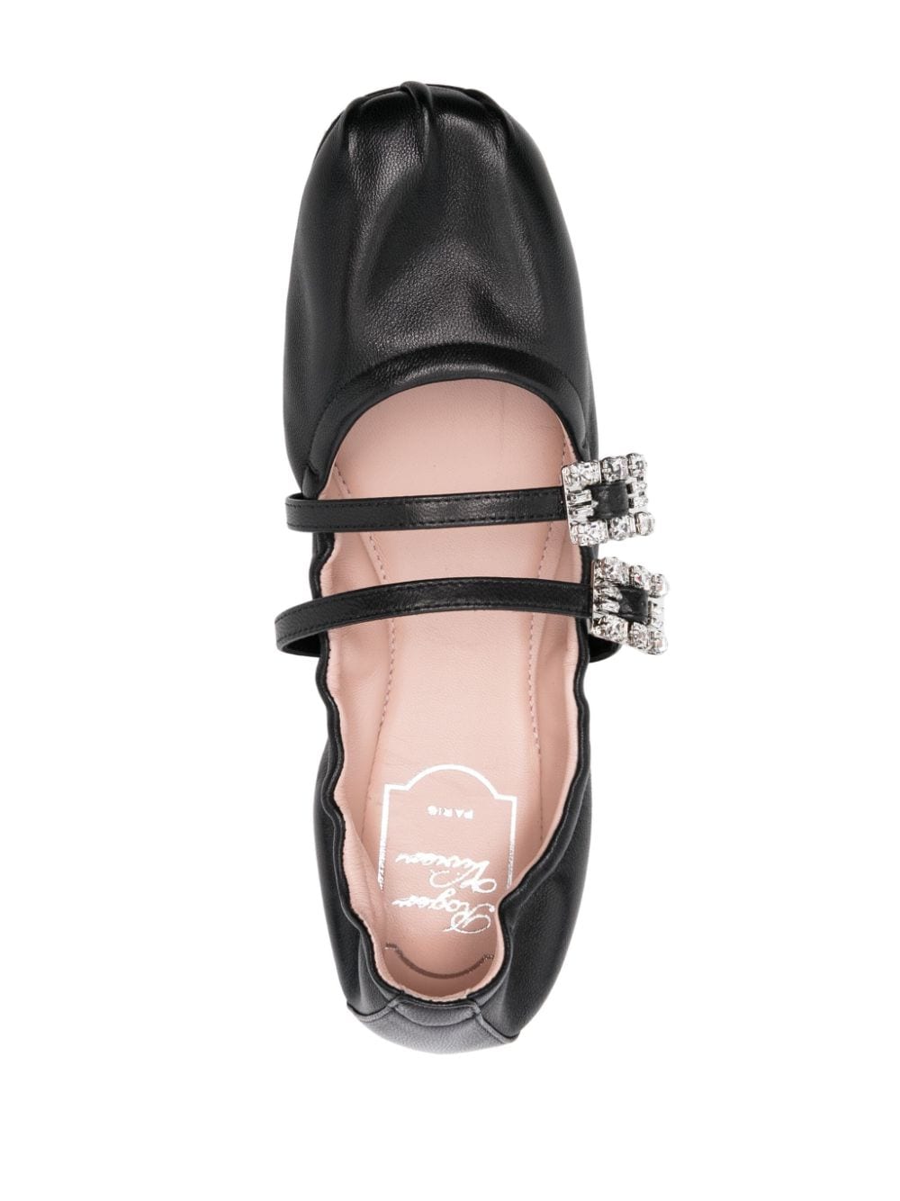 Roger Vivier ROGER VIVIER- Mini Strap Strass Leather Ballet Flats