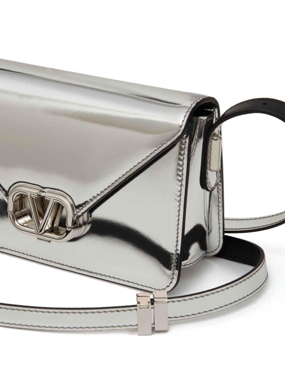 VALENTINO GARAVANI VALENTINO GARAVANI- Letter Bag Mirrored Leather Shoulder Bag