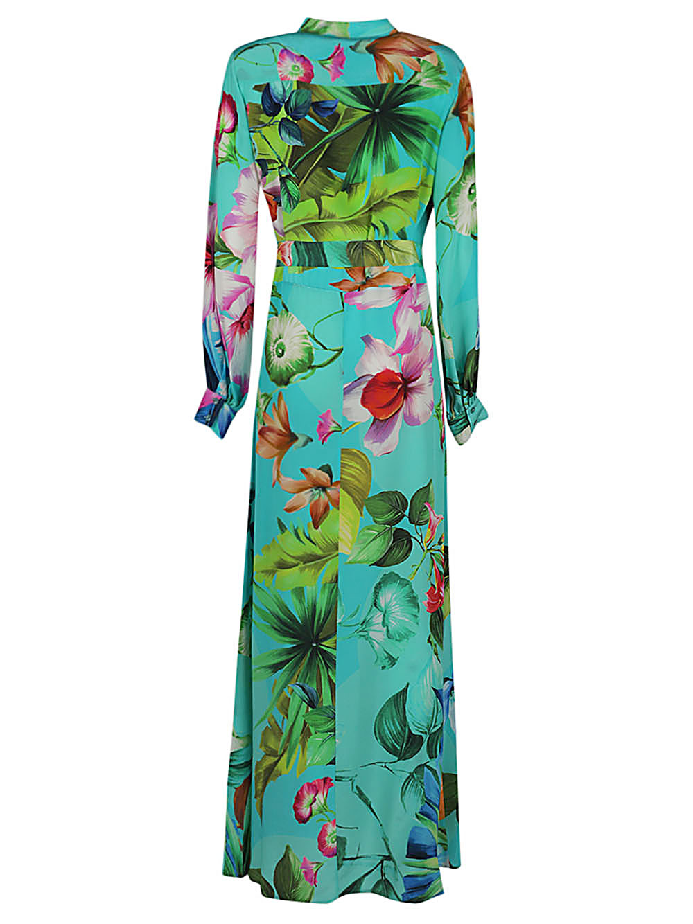  KITAGI LUXURY- Floral Print Silk Crepe Long Dress