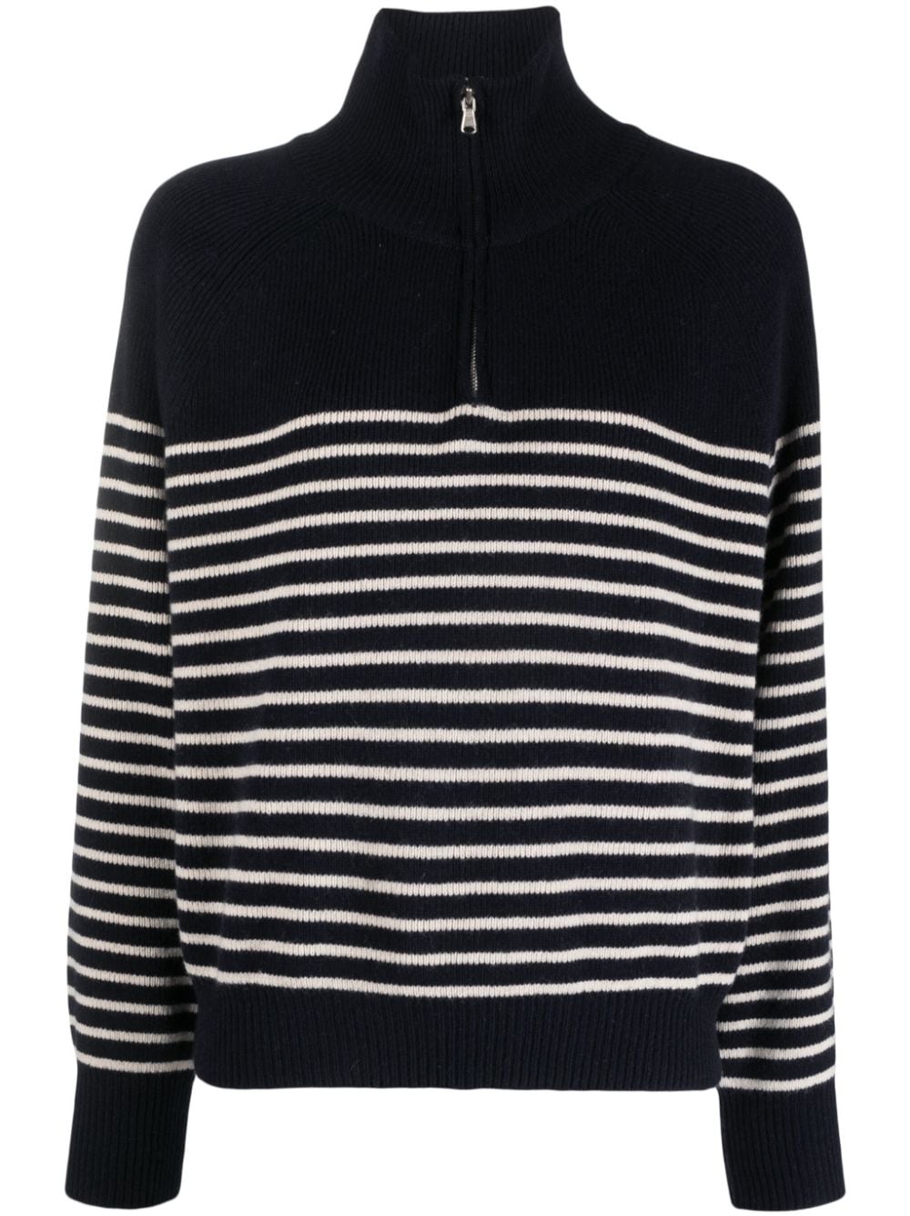 Dunst DUNST- Half Zip Striped Wool Blend Sweater