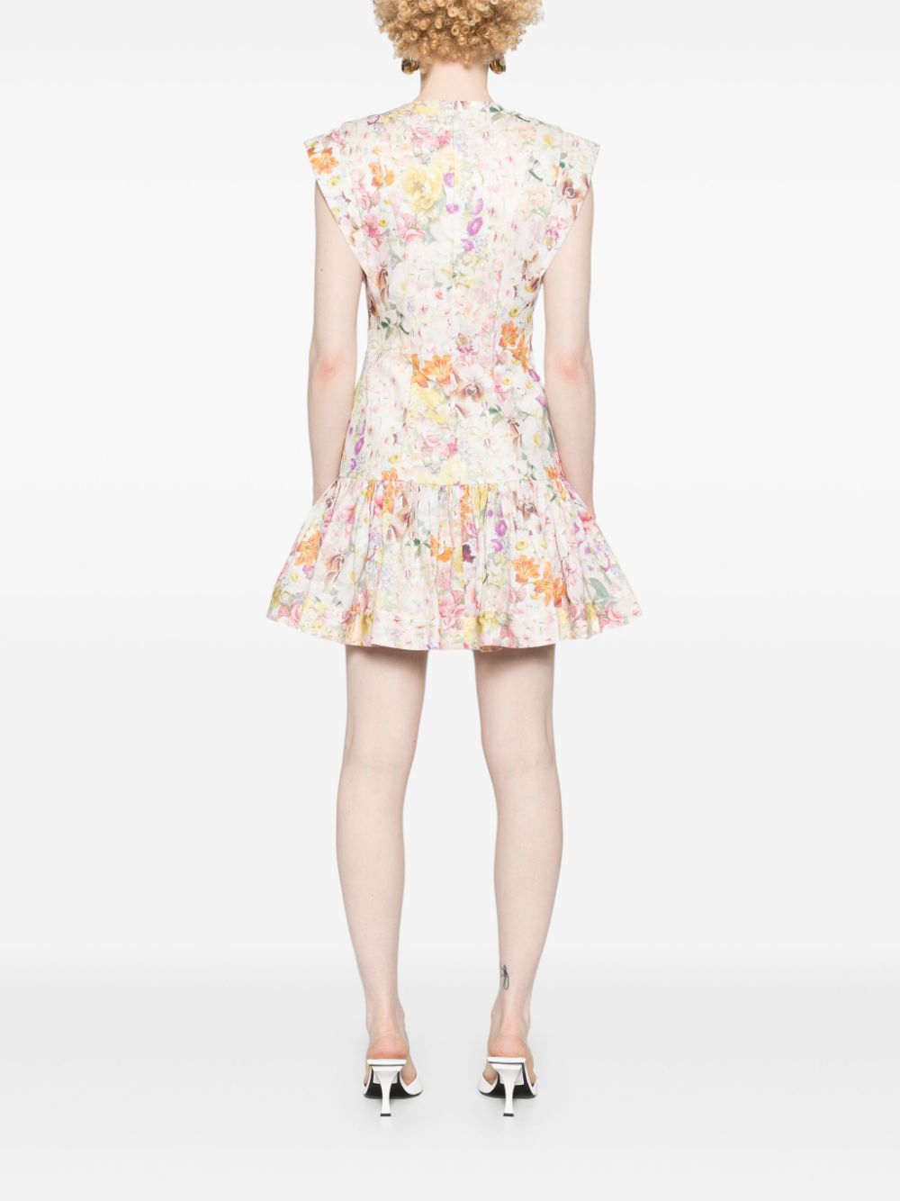 Zimmermann ZIMMERMANN- Floral Print Linen Flounce Short Dress