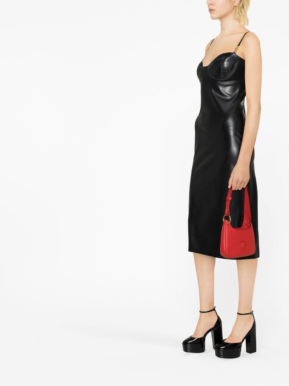 Versace VERSACE- Latex Bustier Midi Dress