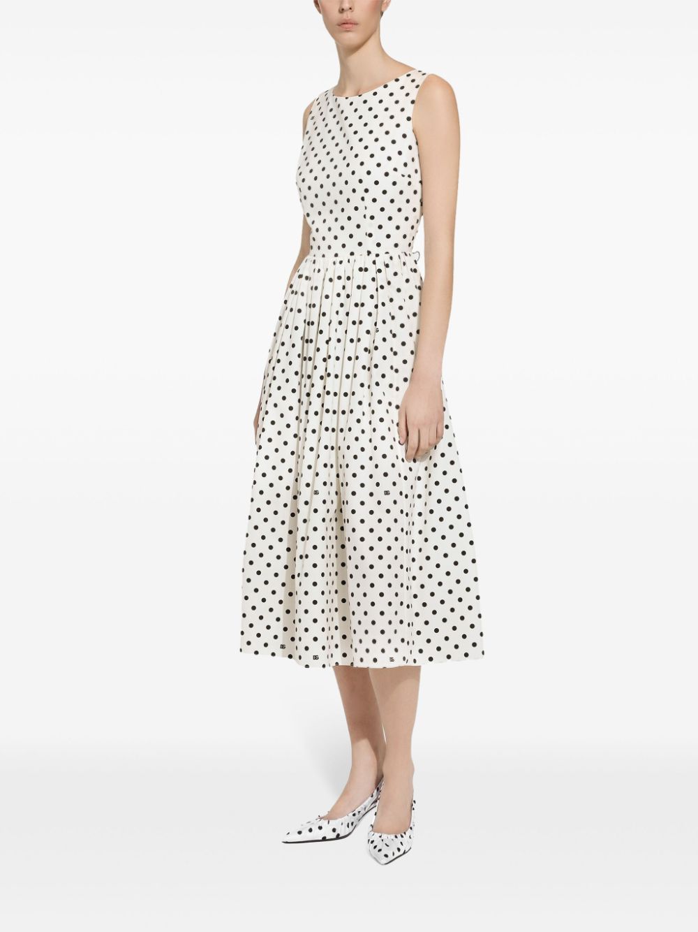 Dolce & Gabbana DOLCE & GABBANA- Dots Print Cotton Midi Dress