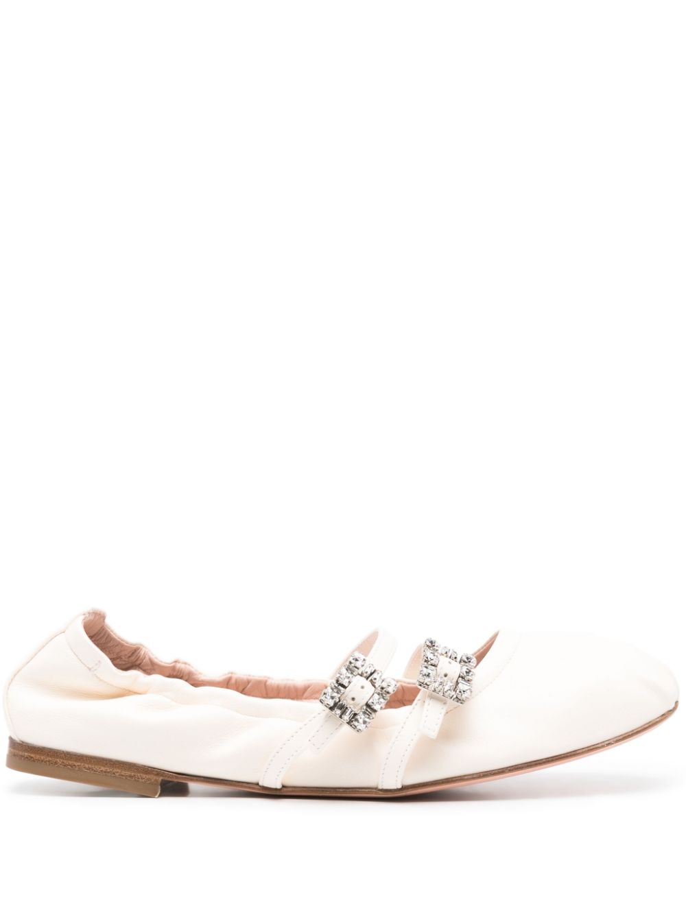 Roger Vivier ROGER VIVIER- Mini Strap Strass Leather Ballet Flats