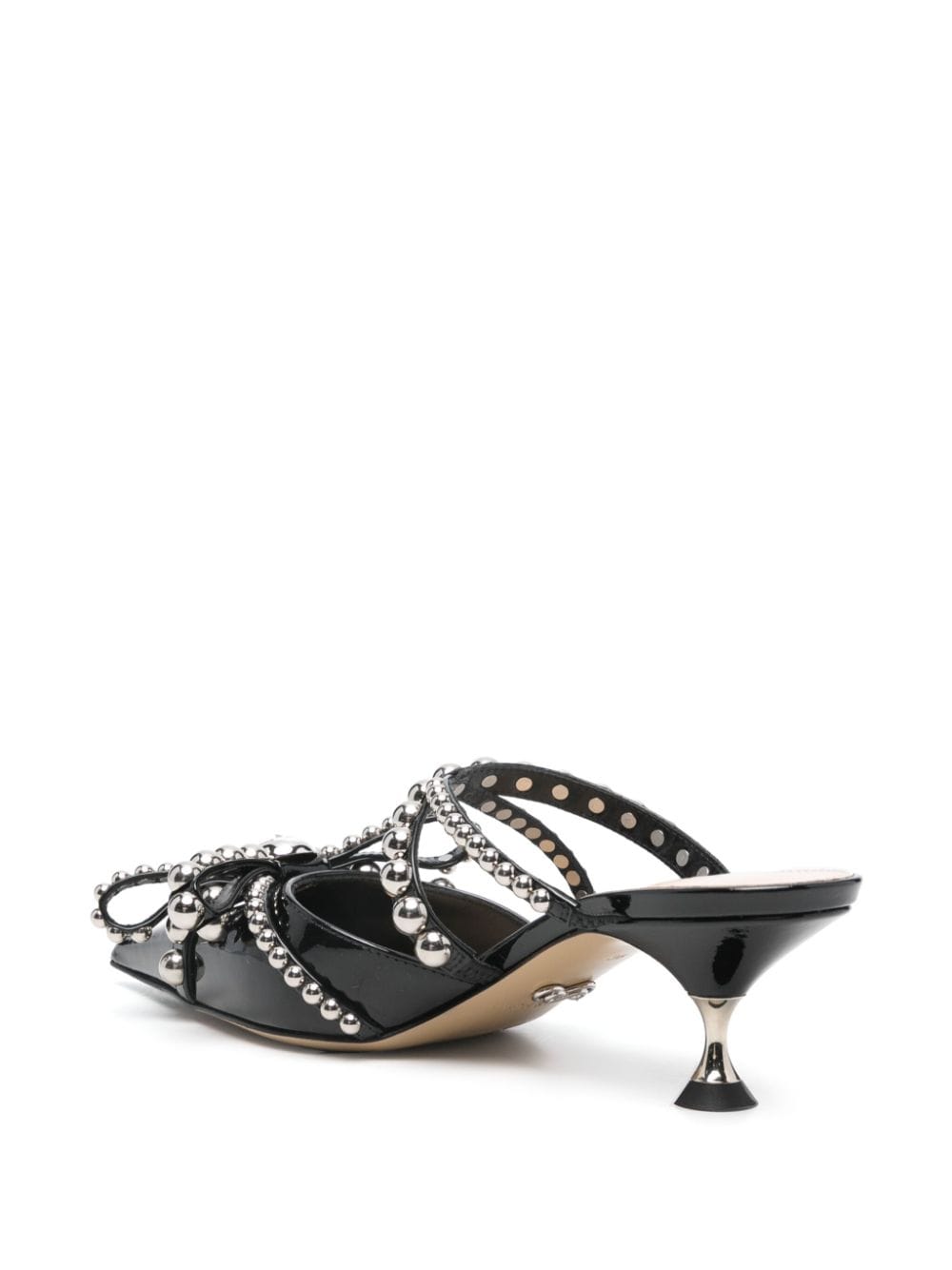 Mach & Mach MACH & MACH- Crystal Studs Patent Leather Mules