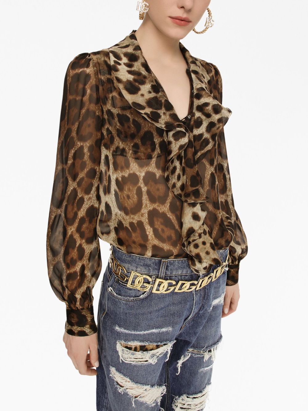 Dolce & Gabbana DOLCE & GABBANA- Leopard Print Chiffon Blouse