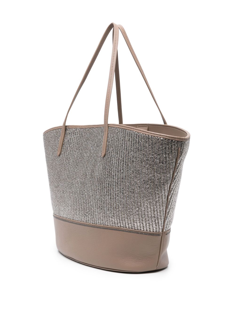 Brunello Cucinelli BRUNELLO CUCINELLI- Straw And Leather Tote Bag