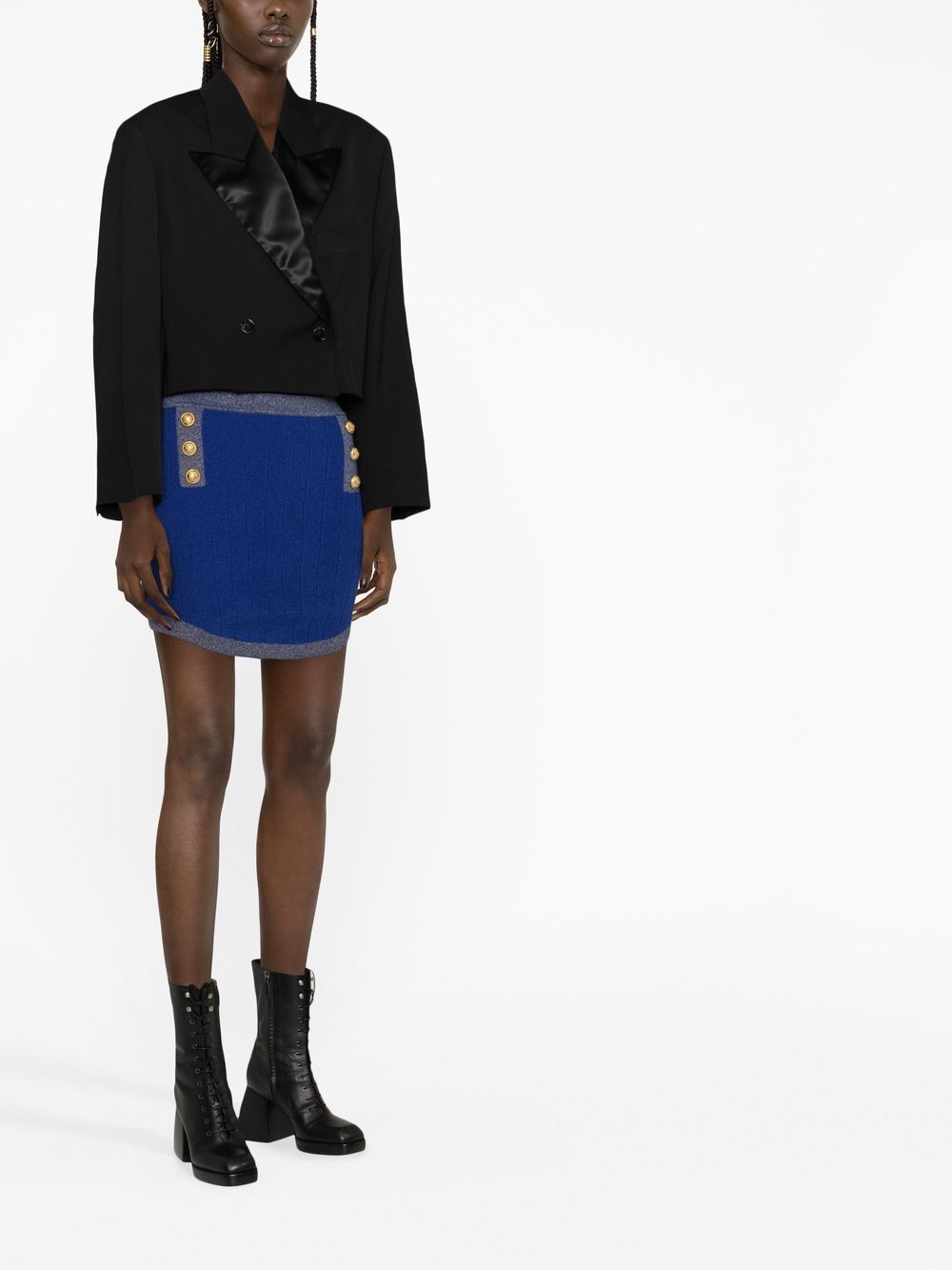 Balmain BALMAIN- Button-embossed Knit Mini Skirt