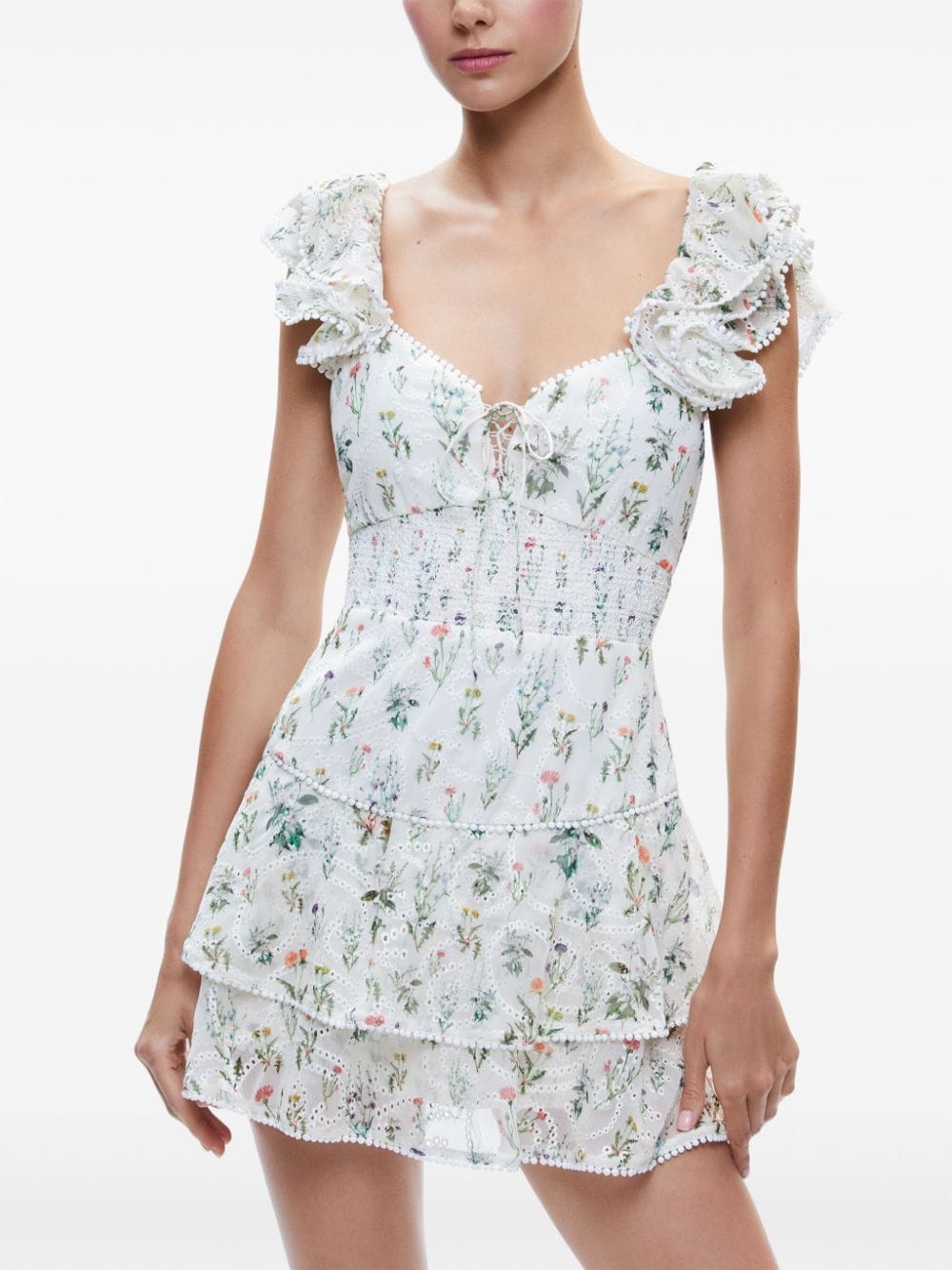  ALICE+OLIVIA- Flower Print Mini Dress