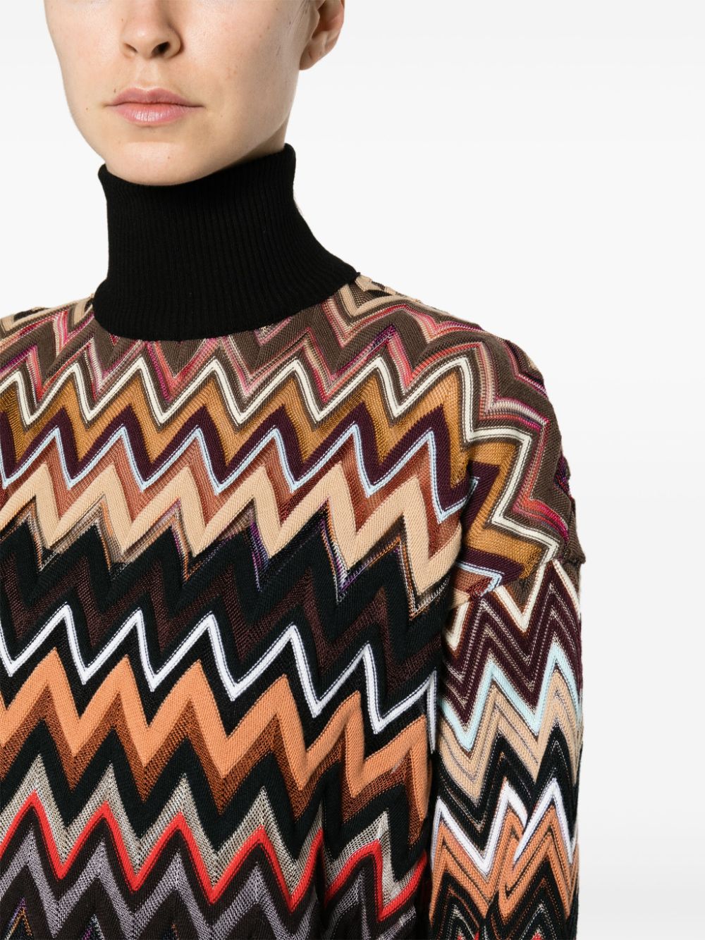 Missoni MISSONI- Zig Zag Pattern Turtleneck Sweater