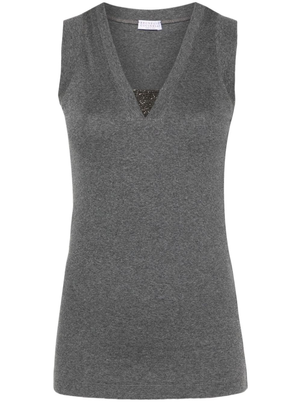 Brunello Cucinelli BRUNELLO CUCINELLI- Ribbed Cotton Sleeveless Top