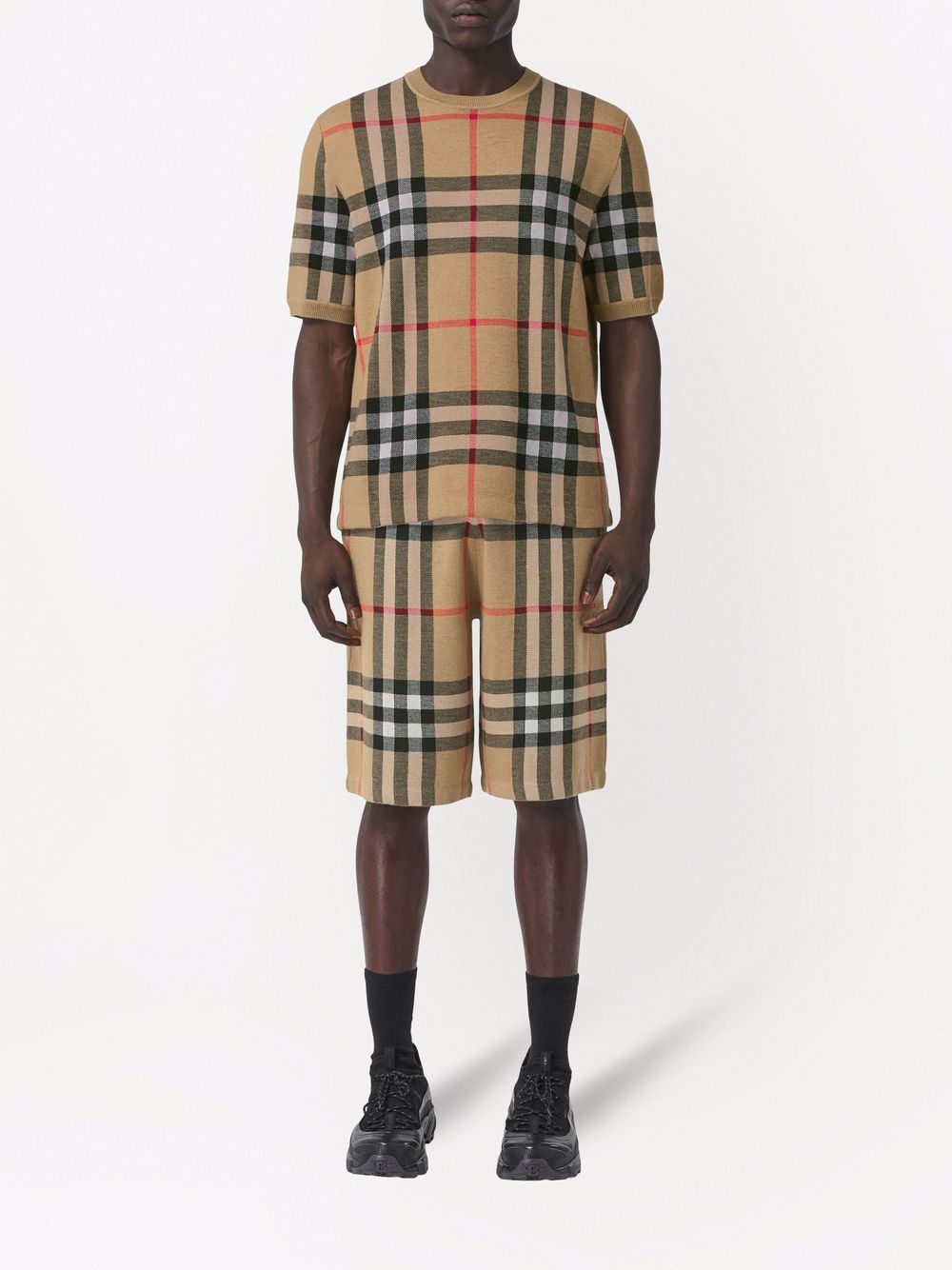 Burberry BURBERRY- Check Motif Wool T-shirt