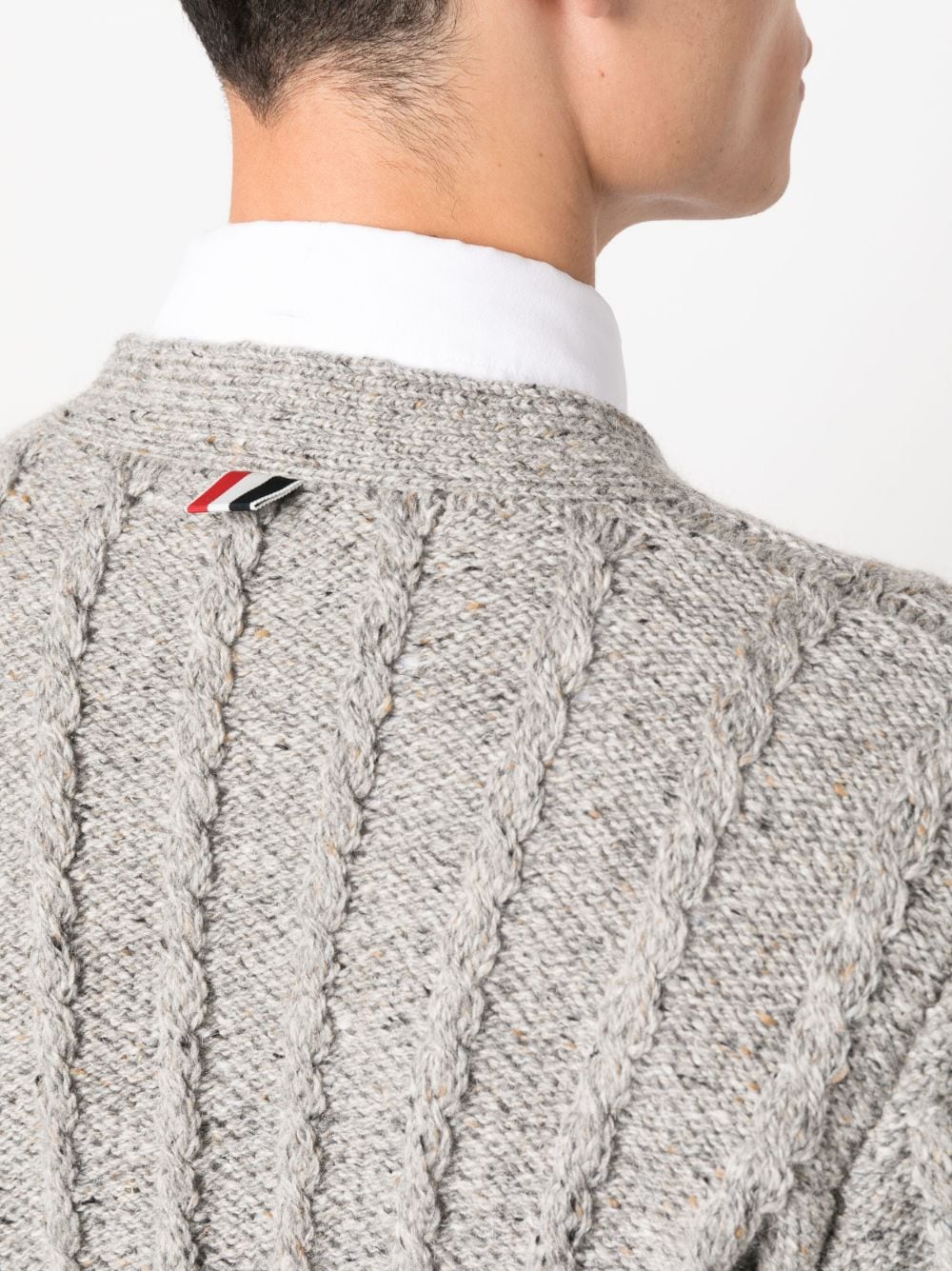 Thom Browne THOM BROWNE- 4-bar Cable Knit Wool Cardigan