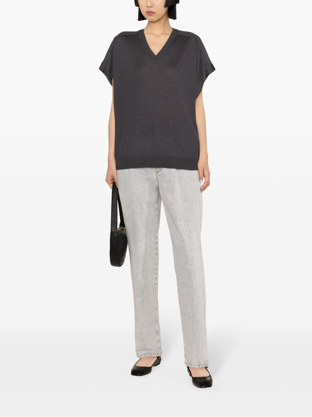 Brunello Cucinelli BRUNELLO CUCINELLI- Cashmere And Silk Blend V-necked Top