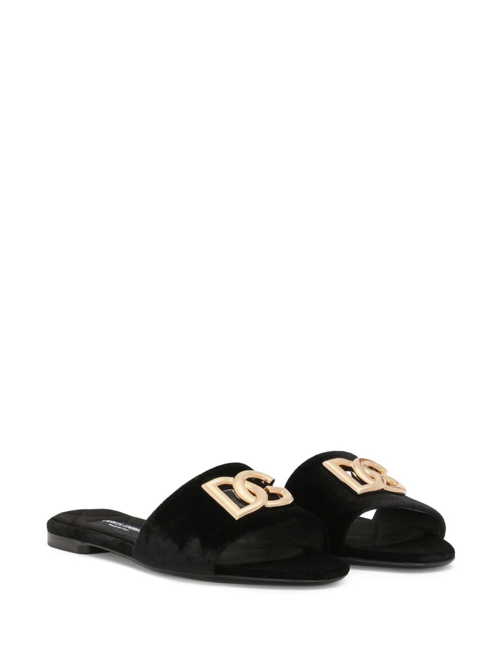 Dolce & Gabbana DOLCE & GABBANA- Logo Leather Flat Sandals