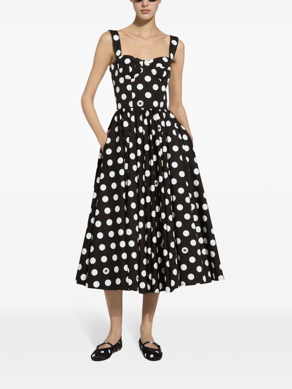 Dolce & Gabbana DOLCE & GABBANA- Dots Print Cotton Midi Dress