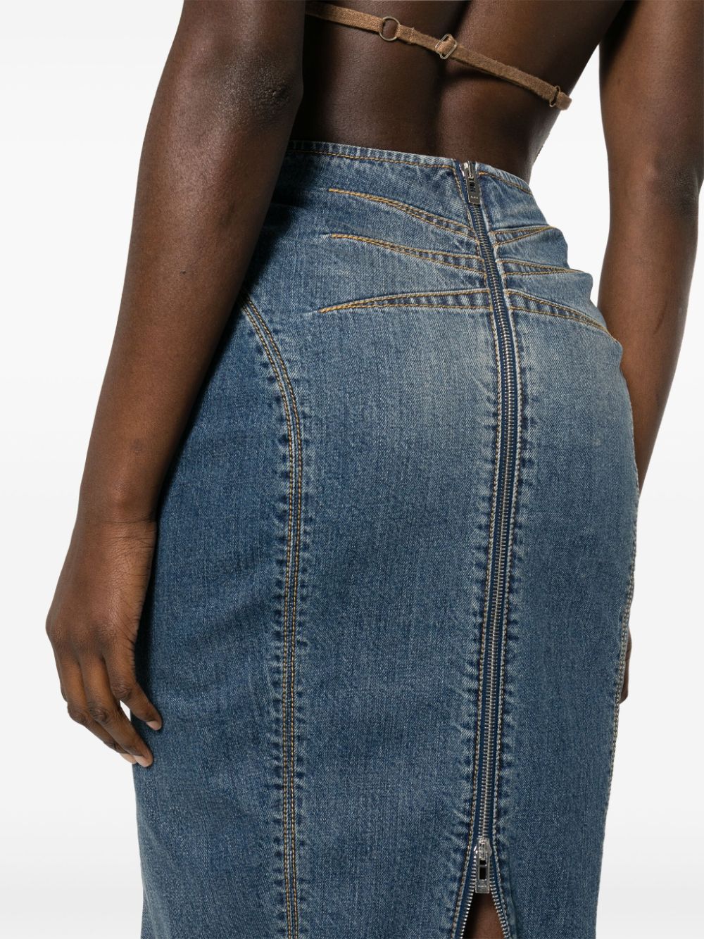 Alaïa ALAÏA- Denim Midi Pencil Skirt