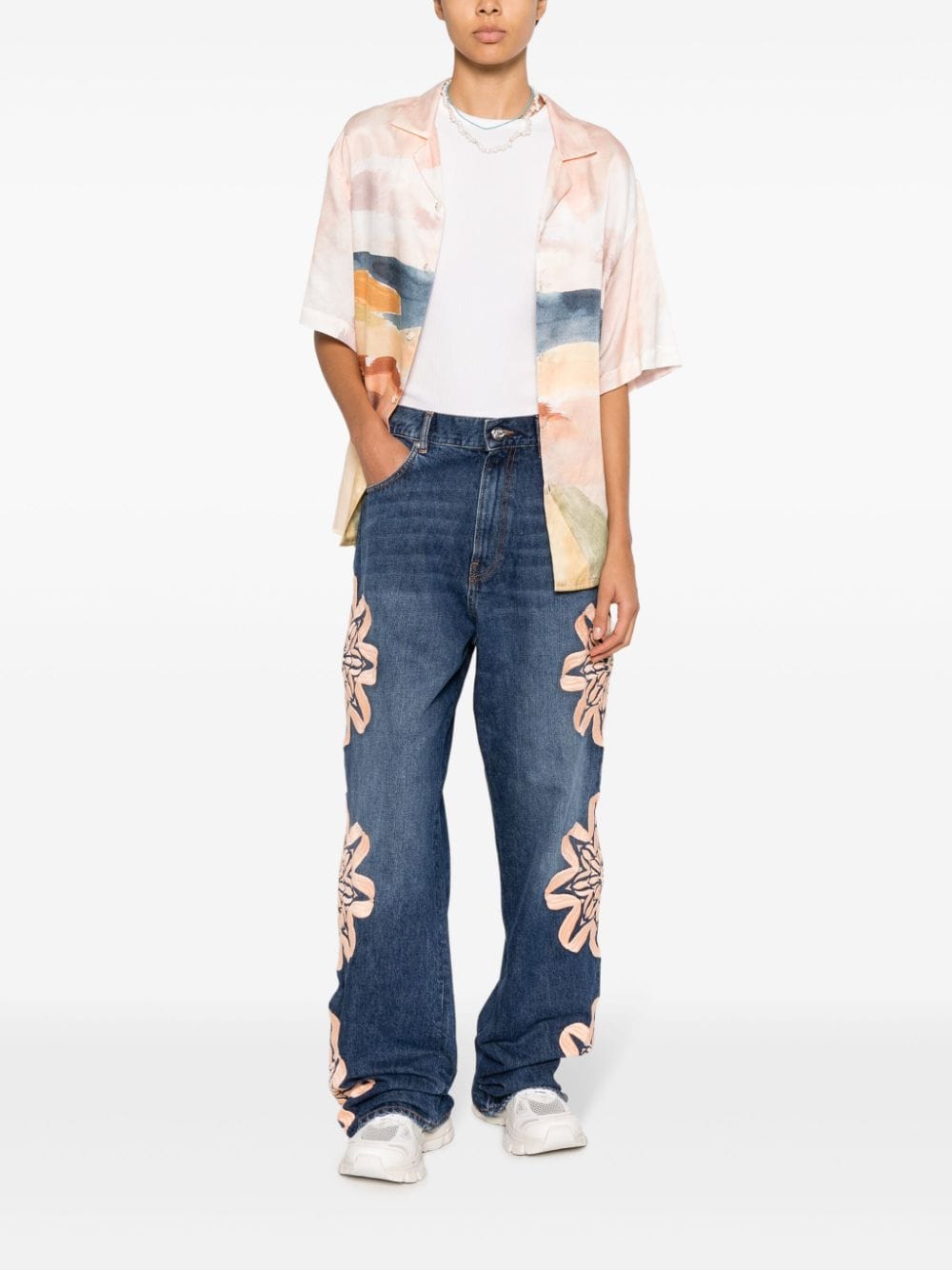 Bluemarble BLUEMARBLE- Embroidered Bootcut Denim Jeans