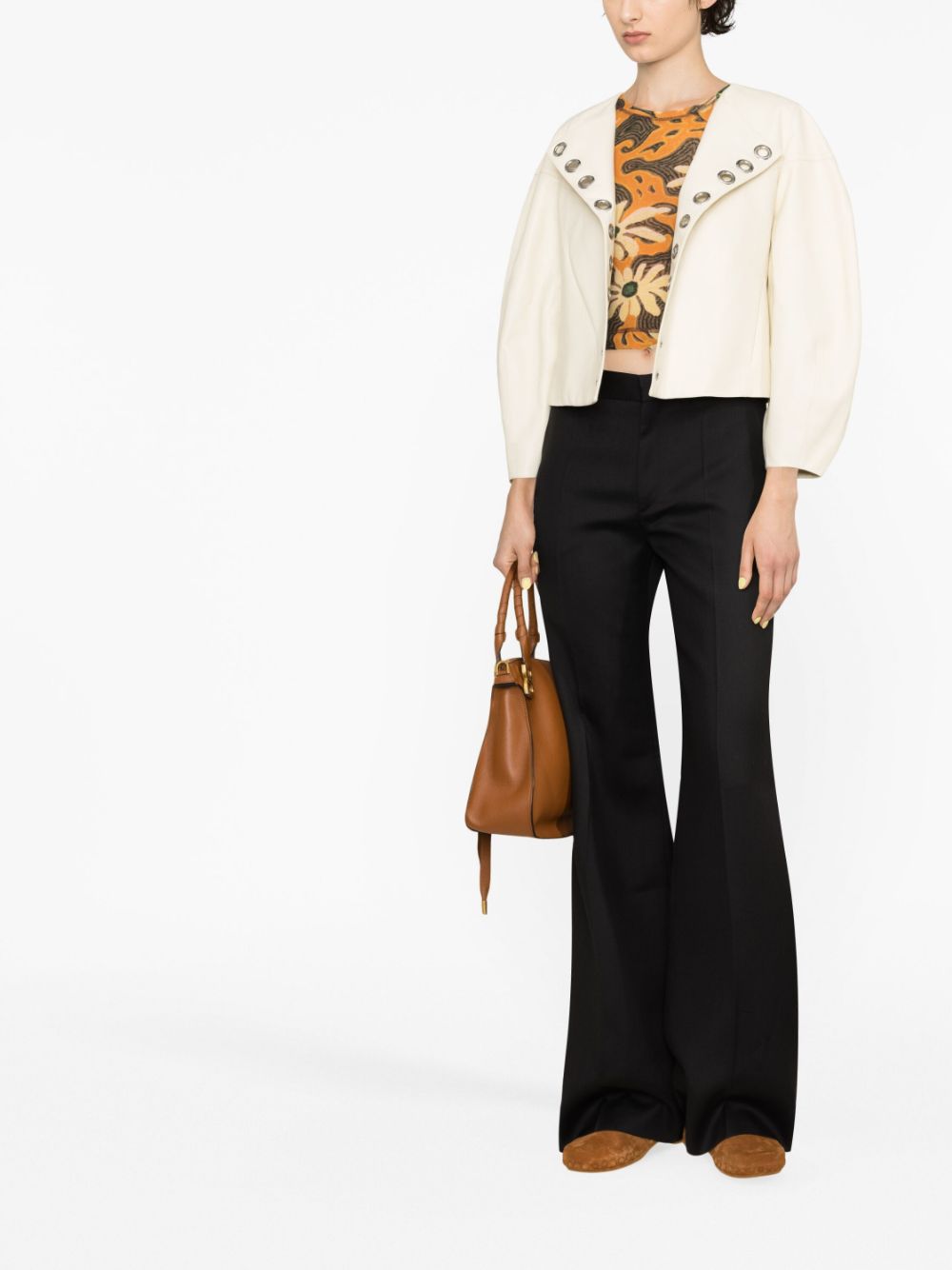 Chloé CHLOÉ- Flared Silk Blend Wool Trousers