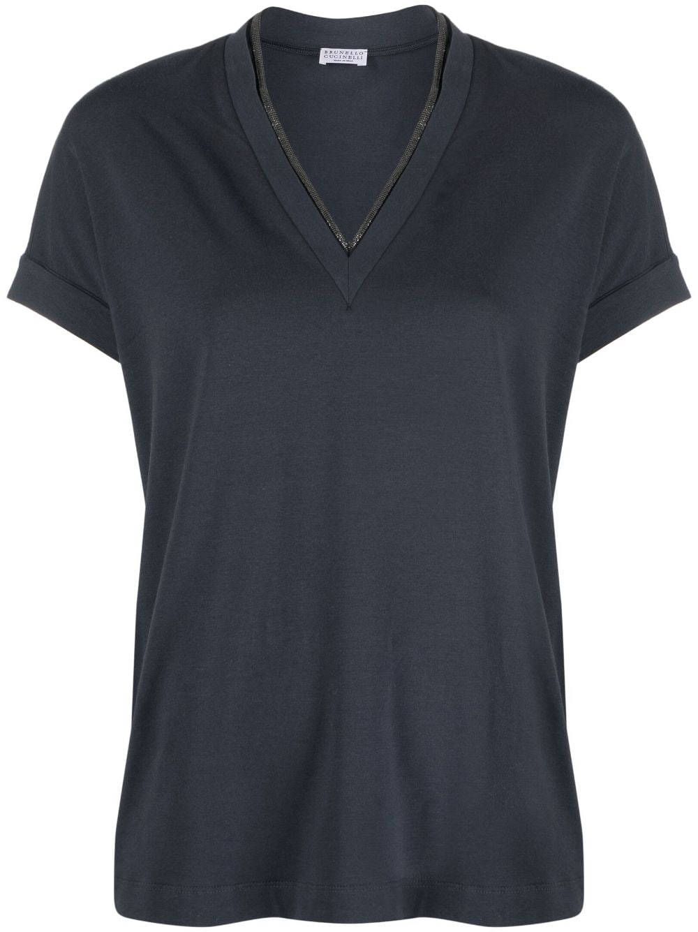 Brunello Cucinelli BRUNELLO CUCINELLI- Contrast-trim Cotton T-shirt