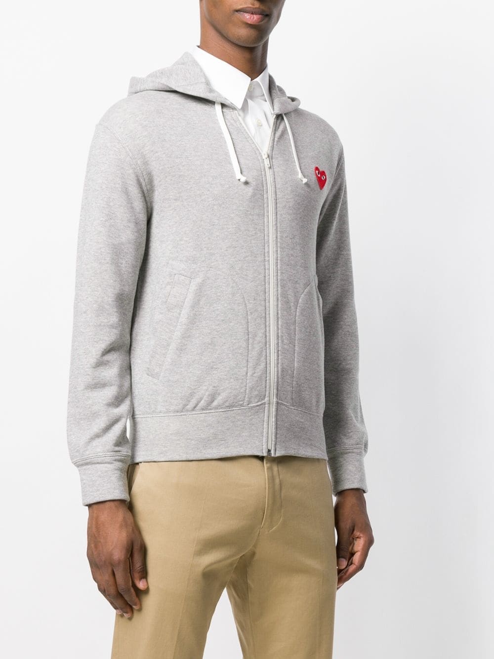 Comme Des Garçons Play COMME DES GARCONS PLAY- Logo Zipped Cotton Hoodie