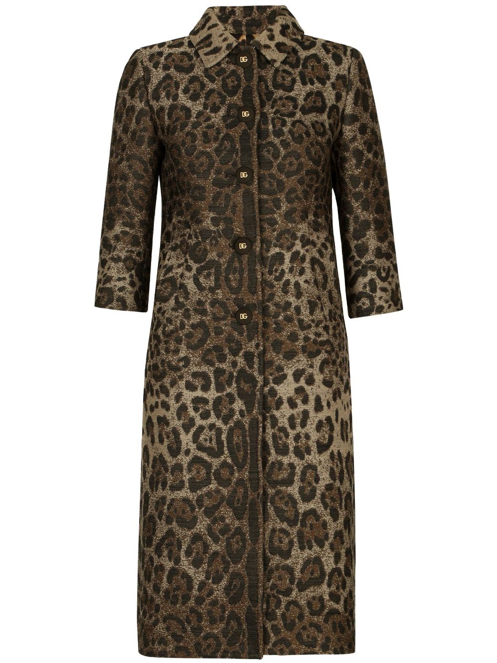 Dolce & Gabbana DOLCE & GABBANA- Leopard Print Wool Chemisier Dress