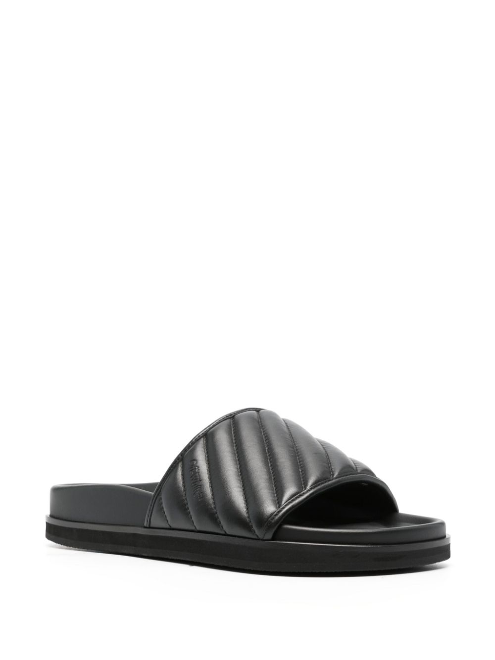 OFF-WHITE OFF-WHITE- Diag-stripe Leather Slides