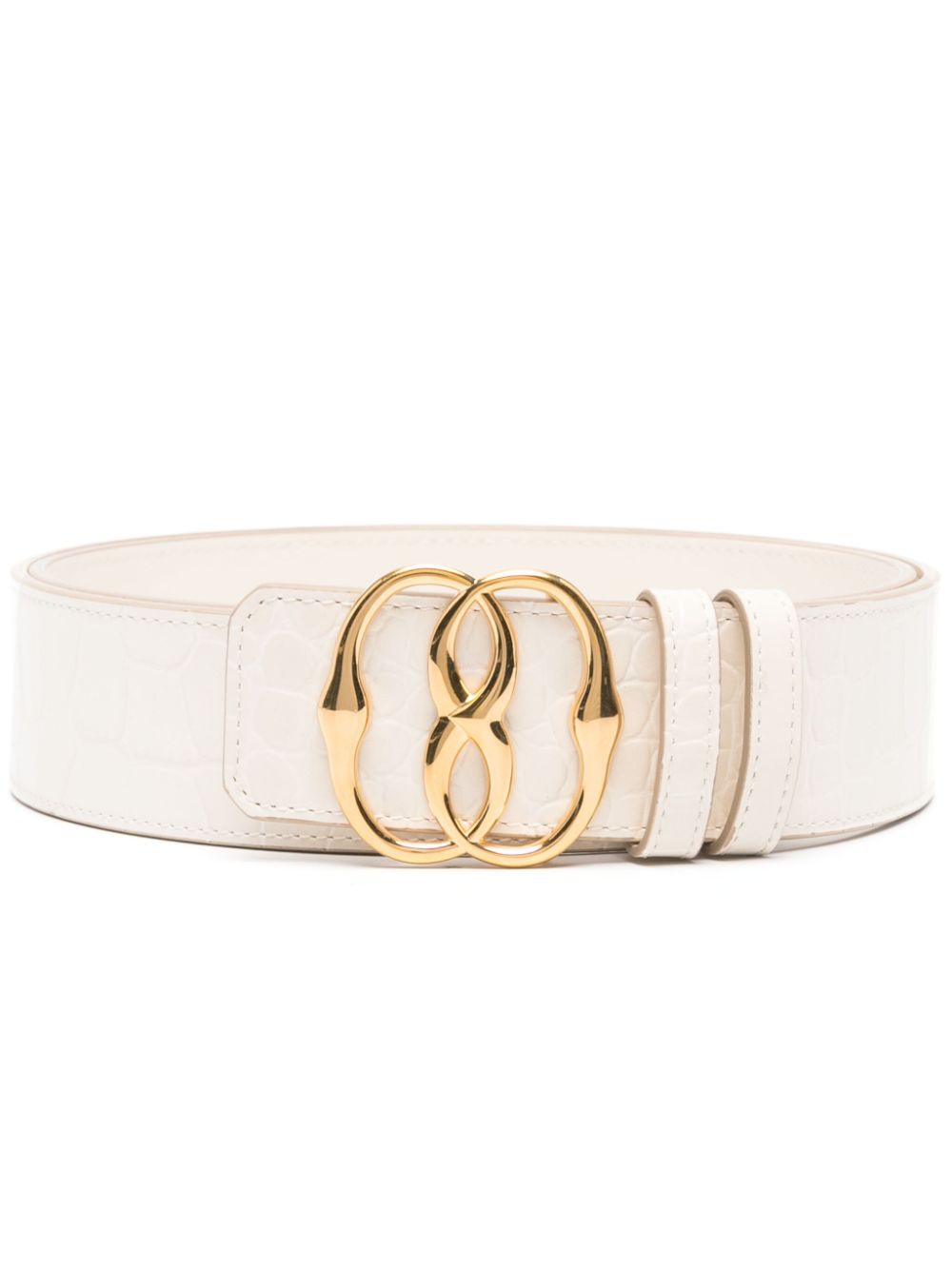 BALLY BALLY- Emblem Crocodile Embossed Leather Belt