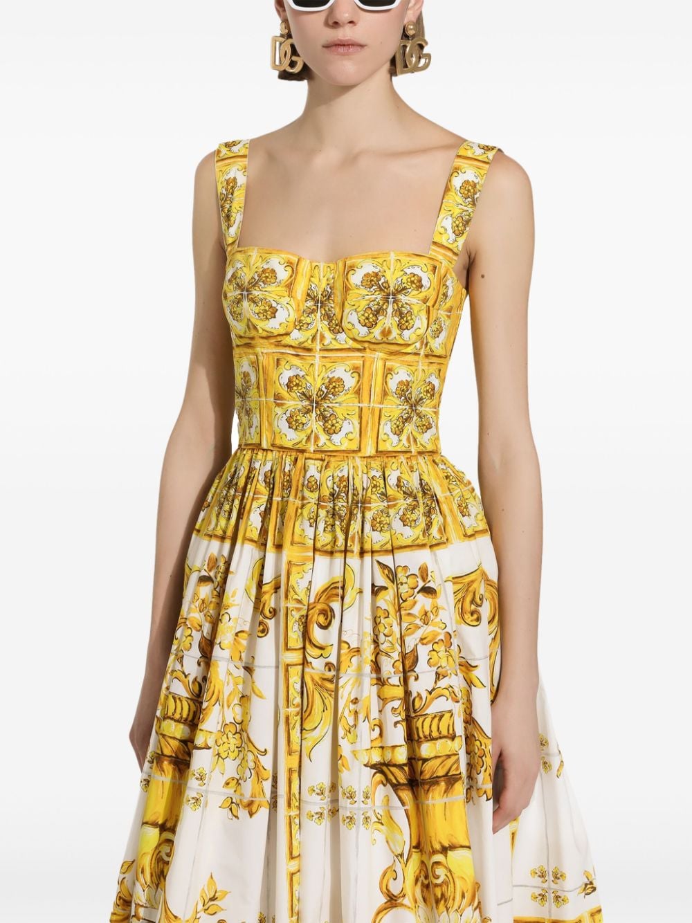 Dolce & Gabbana DOLCE & GABBANA- Maiolica Print Midi Dress