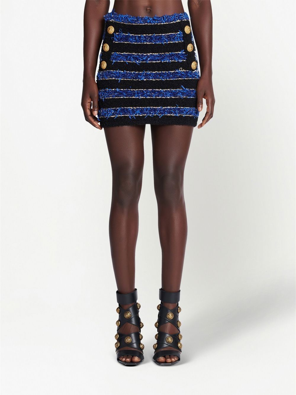 Balmain BALMAIN- Short Striped Tweed Skirt