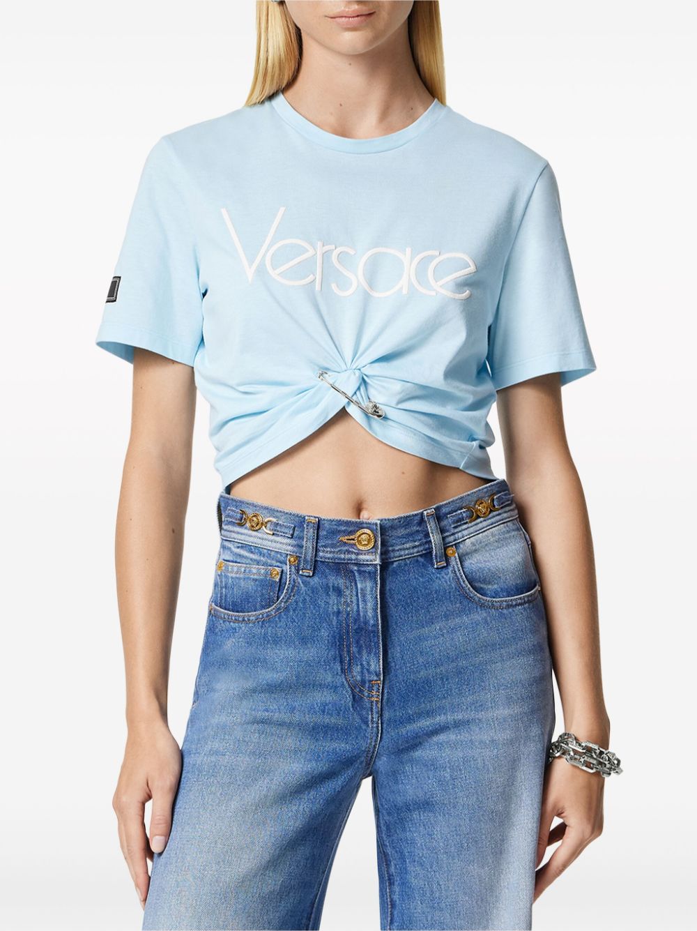 Versace VERSACE- Logo Cotton Cropped T-shirt