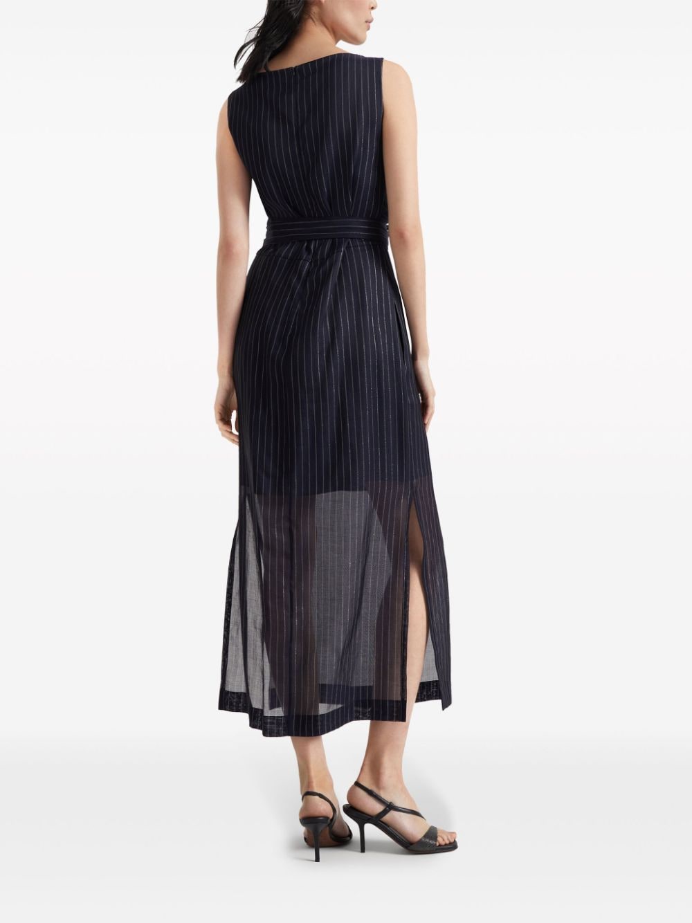 Brunello Cucinelli BRUNELLO CUCINELLI- Cotton Pinstriped Dress With Shiny Details